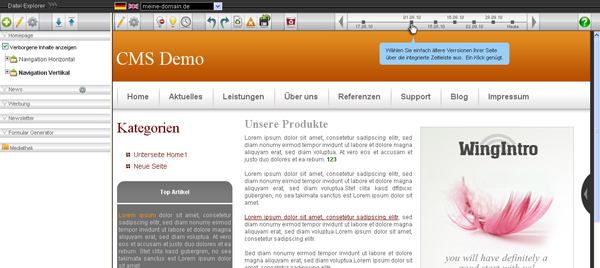 Zeitleiste als Backup